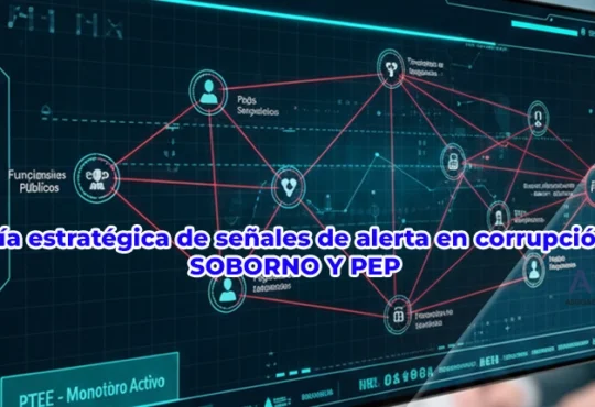 Analista de cumplimiento revisando un sistema de monitoreo para detectar Señales de Alerta de corrupción y riesgos asociados a Personas Expuestas Políticamente (PEP)