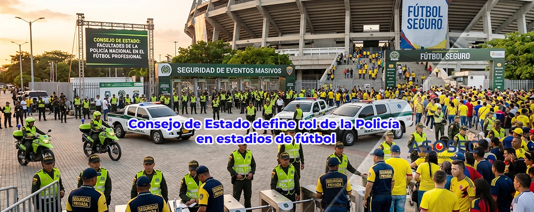 Policía Nacional y seguridad privada gestionando ingreso a estadio de fútbol en Barranquilla, concepto del Consejo de Estado
