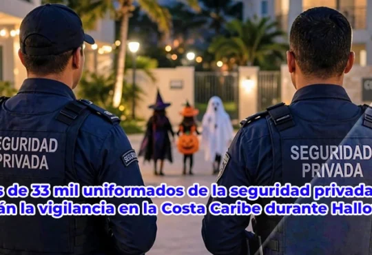 Seguridad privada en Halloween: escudo de vigilancia sobre una ciudad de la Costa Caribe con calabazas