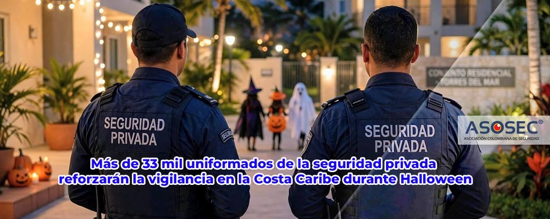 Seguridad privada en Halloween: escudo de vigilancia sobre una ciudad de la Costa Caribe con calabazas